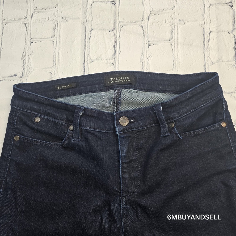 Talbots Flawless Five-Pocket Slim Ankle Jeans Indigo Blue Size‎ 4 Fits 29x27 - Picture 11 of 15